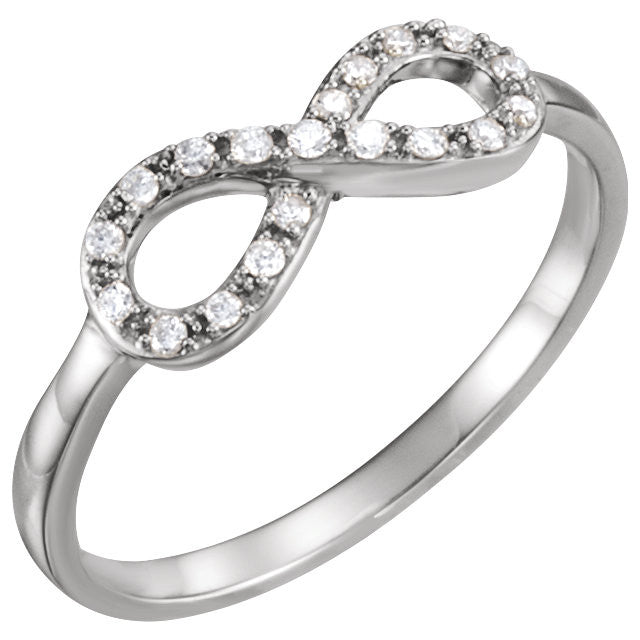 14k Gold 1/8 CTW Diamond Infinity Ring - White, Yellow or Rose- Sparkle & Jade-SparkleAndJade.com 651088:60001:P