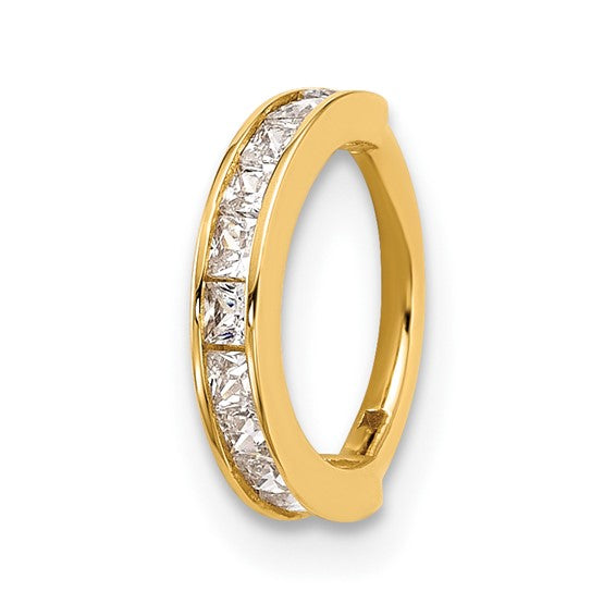 14k Gold 18 Gauge Polished CZ Hinged Cartilage Ring- Sparkle & Jade-SparkleAndJade.com BD277
