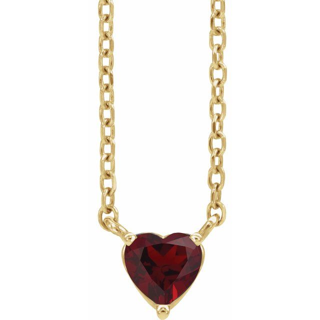 14k Gold 4mm Gemstone Heart 16-18" Necklaces- Sparkle & Jade-SparkleAndJade.com 88055:148:P