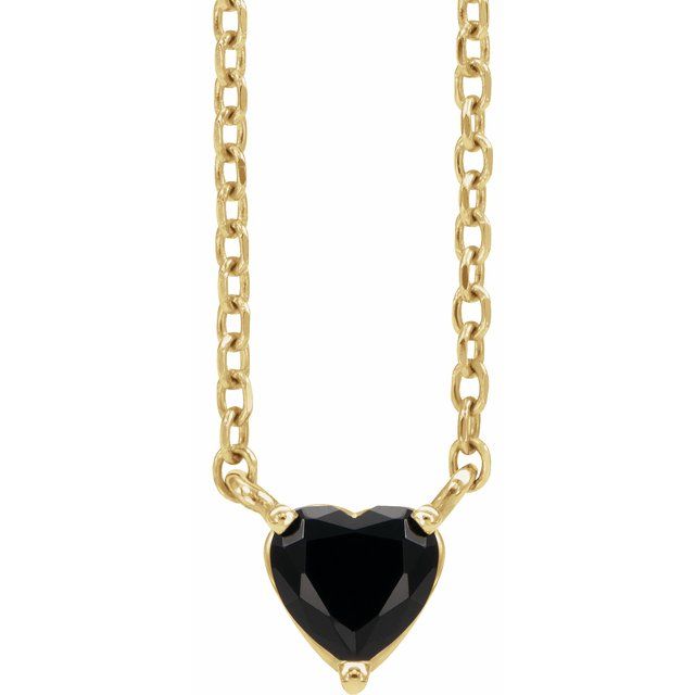 14k Gold 4mm Gemstone Heart 16-18" Necklaces- Sparkle & Jade-SparkleAndJade.com 88055:156:P