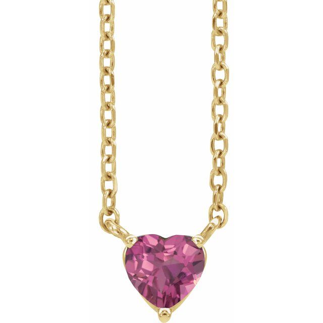 14k Gold 4mm Gemstone Heart 16-18" Necklaces- Sparkle & Jade-SparkleAndJade.com 88055:189:P