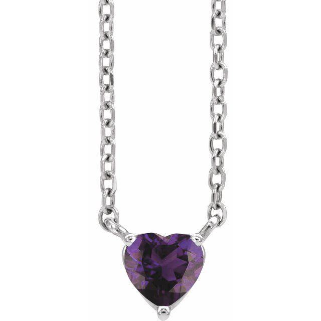 14k Gold 4mm Gemstone Heart 16-18" Necklaces- Sparkle & Jade-SparkleAndJade.com 88055:190:P