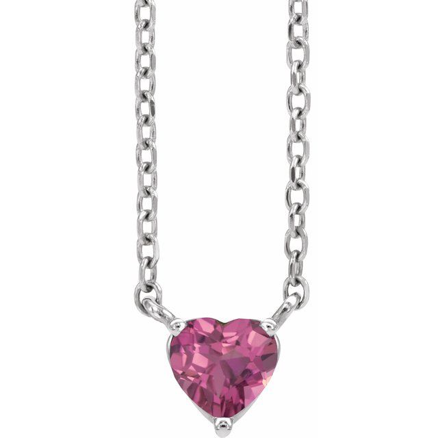 14k Gold 4mm Gemstone Heart 16-18" Necklaces- Sparkle & Jade-SparkleAndJade.com 88055:195:P