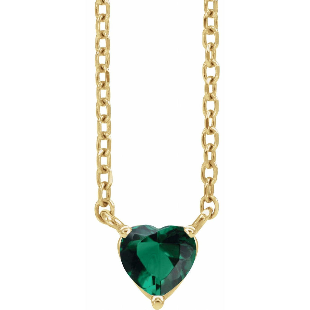 14k Gold 4mm Gemstone Heart 16-18" Necklaces- Sparkle & Jade-SparkleAndJade.com 88055:198:P