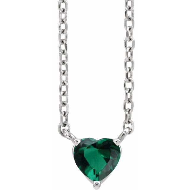 14k Gold 4mm Gemstone Heart 16-18" Necklaces- Sparkle & Jade-SparkleAndJade.com 88055:202:P