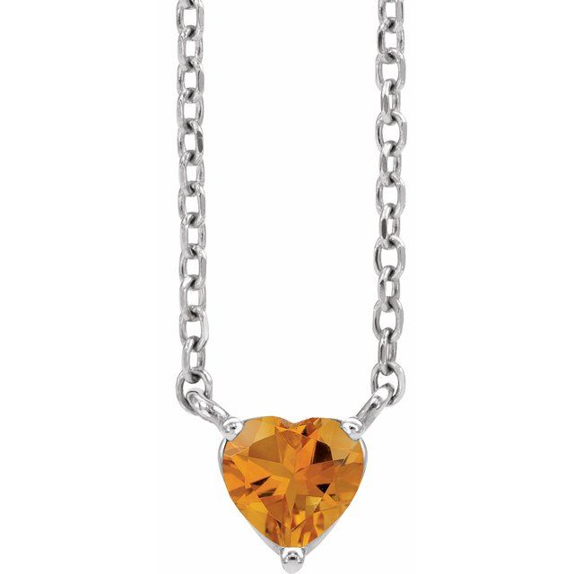 14k Gold 4mm Gemstone Heart 16-18" Necklaces- Sparkle & Jade-SparkleAndJade.com 88055:203:P