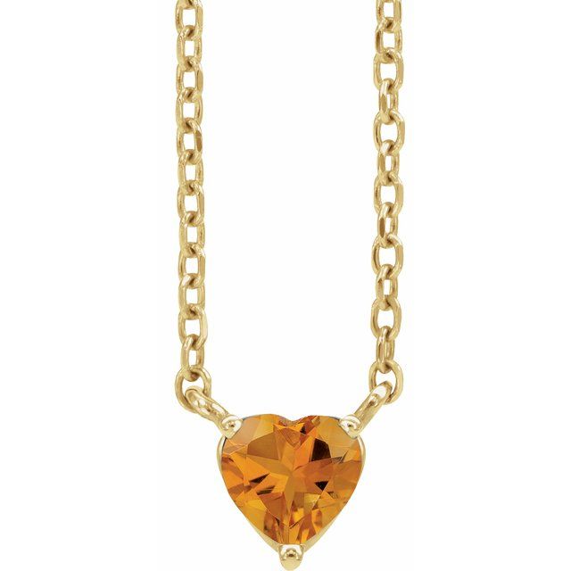 14k Gold 4mm Gemstone Heart 16-18" Necklaces- Sparkle & Jade-SparkleAndJade.com 88055:205:P