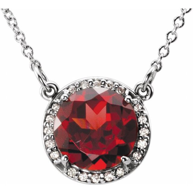 14k Gold 6m Round Gemstone & Diamond 16" Halo Necklaces- Sparkle & Jade-SparkleAndJade.com 85905:644:P