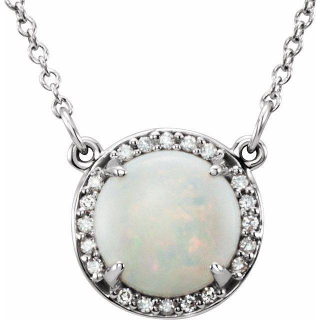 14k Gold 6m Round Gemstone & Diamond 16" Halo Necklaces- Sparkle & Jade-SparkleAndJade.com 85905:649:P