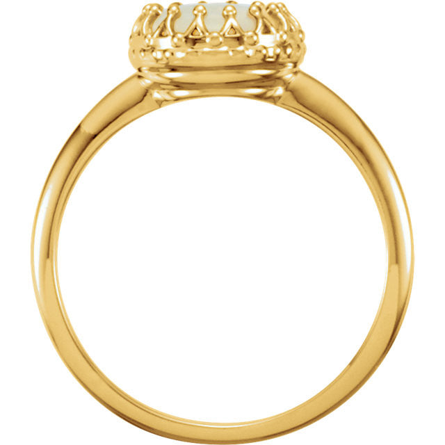 14k Gold 8mm Round Australian Opal Crown Ring- Sparkle & Jade-SparkleAndJade.com 