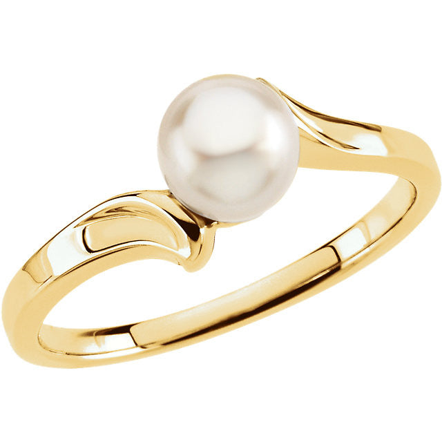 14k Gold Akoya Cultured Pearl Bypass Ring- Sparkle & Jade-SparkleAndJade.com 60621:251836:P