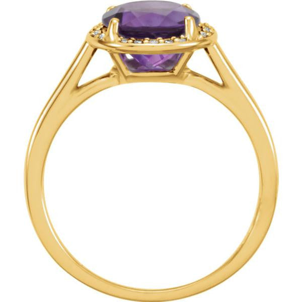 14k Gold Amethyst and .05CTW Diamond Halo Ring- Sparkle & Jade-SparkleAndJade.com 