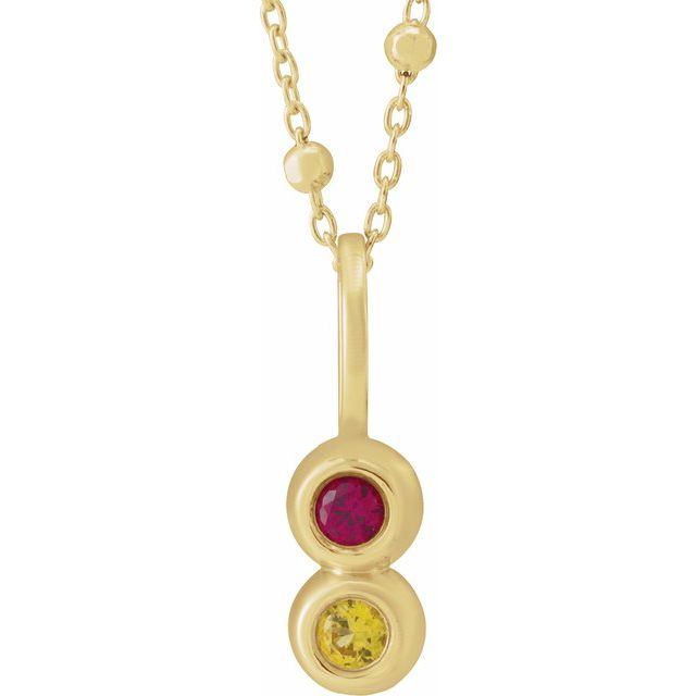 14k Gold Bezel Set Family Bar Vertical Birthstone Necklace- Sparkle & Jade-SparkleAndJade.com 88336