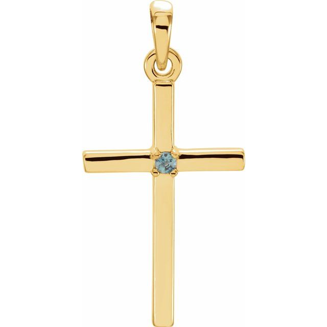 14k Gold Birthstone 22.6x11.4 mm Cross Pendant- Sparkle & Jade-SparkleAndJade.com 