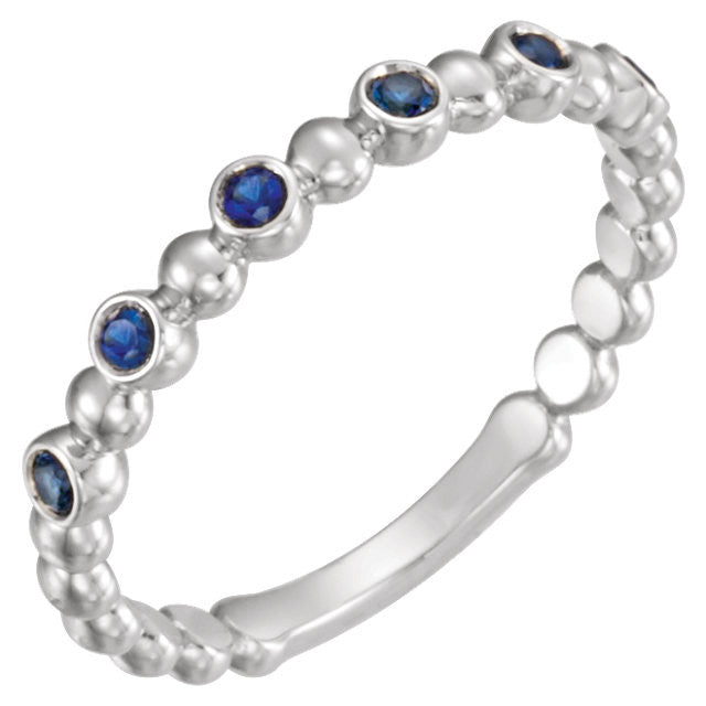 14k Gold Blue Sapphire Stackable Ring - White, Yellow or Rose- Sparkle & Jade-SparkleAndJade.com 71814:600:P