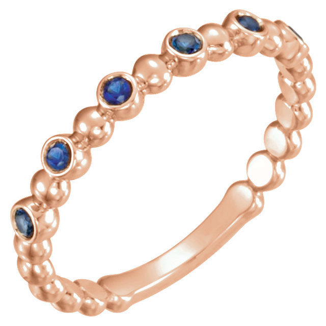 14k Gold Blue Sapphire Stackable Ring - White, Yellow or Rose- Sparkle & Jade-SparkleAndJade.com 71814:602:P