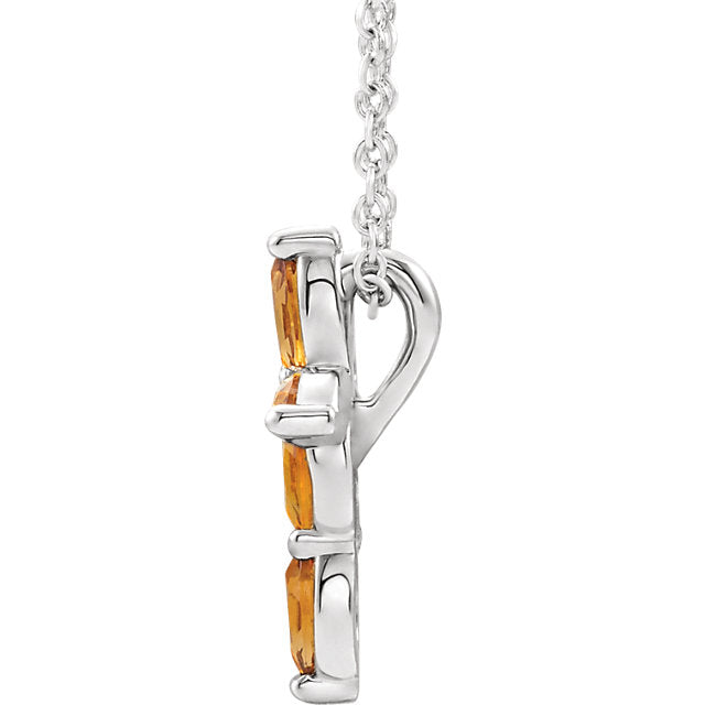 14k Gold Citrine Cross Necklace - White Rose or Yellow Gold- Sparkle & Jade-SparkleAndJade.com 