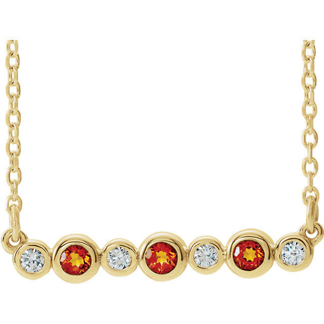 14k Gold Citrine & Diamond Bezel Set Bar Necklace - White Yellow or Rose- Sparkle & Jade-SparkleAndJade.com 86706:677:P