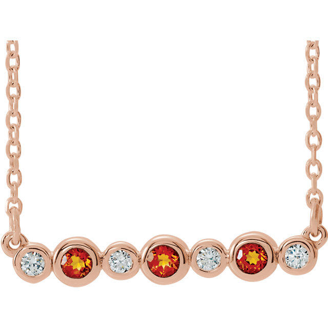 14k Gold Citrine & Diamond Bezel Set Bar Necklace - White Yellow or Rose- Sparkle & Jade-SparkleAndJade.com 86706:678:P