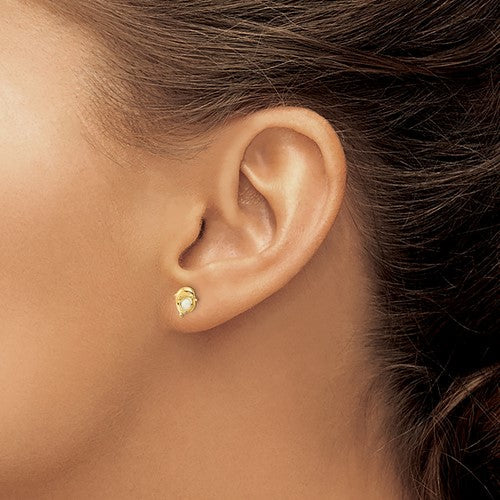 14k Gold Created Opal Dolphin Post Earrings- Sparkle & Jade-SparkleAndJade.com SE3020
