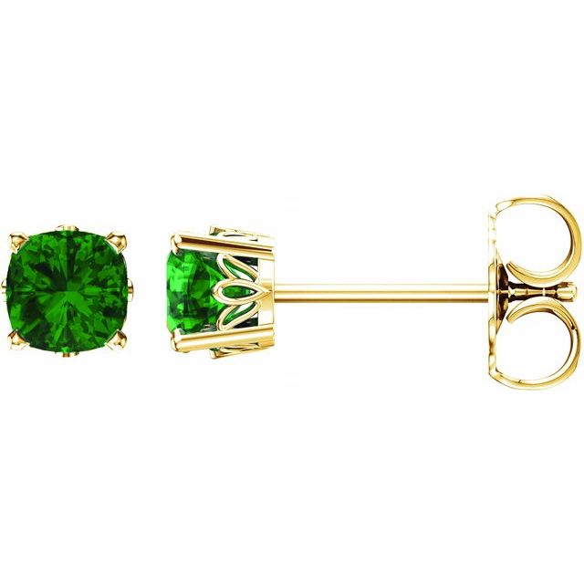 14k Gold Cushion Cut 4mm Genuine Gemstone Earrings- Sparkle & Jade-SparkleAndJade.com 28190:101:P