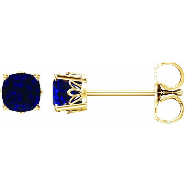 14k Gold Cushion Cut 4mm Genuine Gemstone Earrings- Sparkle & Jade-SparkleAndJade.com 28190:105:P