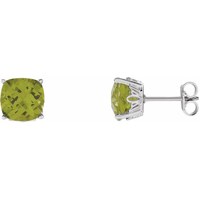 14k Gold Cushion Cut 6mm Genuine Gemstone Earrings- Sparkle & Jade-SparkleAndJade.com 28190:70057:P