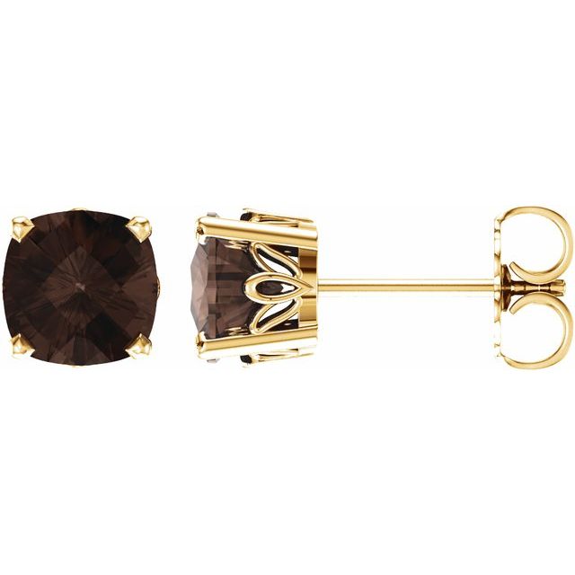 14k Gold Cushion Cut 6mm Genuine Gemstone Earrings- Sparkle & Jade-SparkleAndJade.com 28190:70060:P