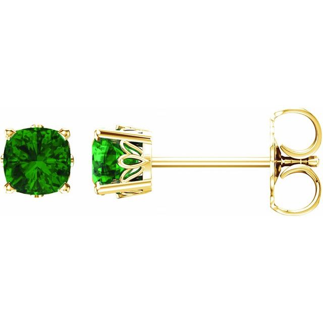 14k Gold Cushion Cut 6mm Genuine Gemstone Earrings- Sparkle & Jade-SparkleAndJade.com 28190:70068:P