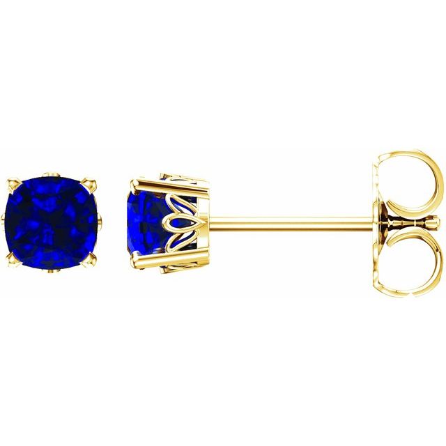 14k Gold Cushion Cut 6mm Genuine Gemstone Earrings- Sparkle & Jade-SparkleAndJade.com 28190:70070:P