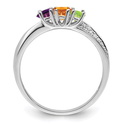 14k Gold Diamond Accented Mother's Family Birthstone Ring- Sparkle & Jade-SparkleAndJade.com 
