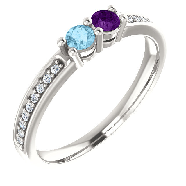 14k Gold Diamond Accented Mother's Family Birthstone Ring- Sparkle & Jade-SparkleAndJade.com 71817
