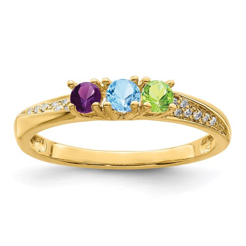 14k Gold Diamond Accented Mother's Family Birthstone Ring- Sparkle & Jade-SparkleAndJade.com XMR36/3