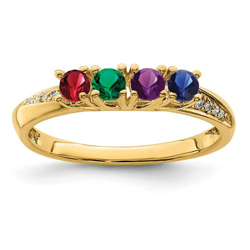 14k Gold Diamond Accented Mother's Family Birthstone Ring- Sparkle & Jade-SparkleAndJade.com XMR36/4