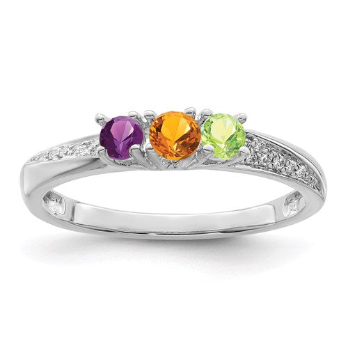 14k Gold Diamond Accented Mother's Family Birthstone Ring- Sparkle & Jade-SparkleAndJade.com XMRW36/3