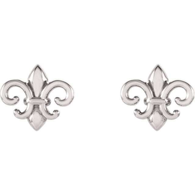 14k Gold Fleur-De-Lis Stud Earrings- Sparkle & Jade-SparkleAndJade.com 