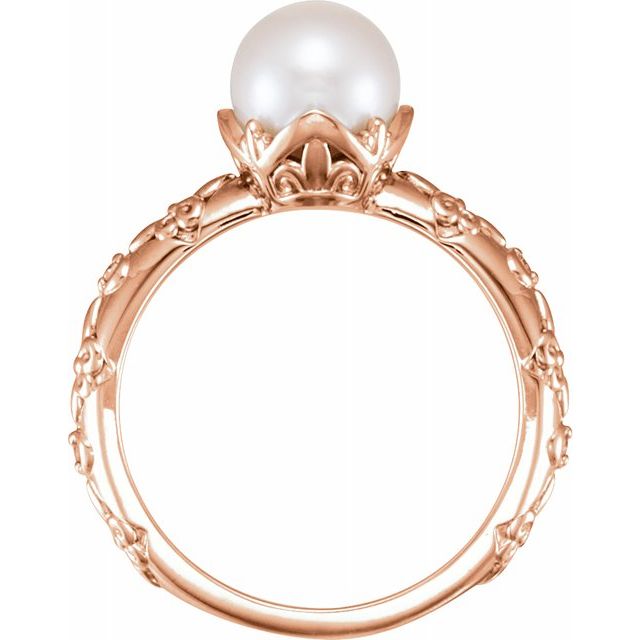 14k Gold Freshwater Cultured Pearl & .02 CTW Diamond Vintage Inspired Ring- Sparkle & Jade-SparkleAndJade.com 