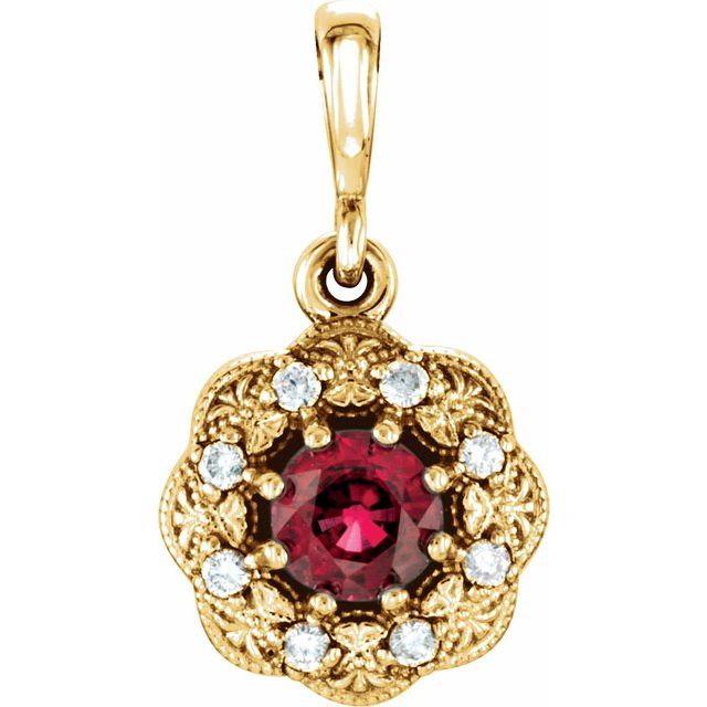 14k Gold Gemstone & .06 CTW Diamond Pendant- Sparkle & Jade-SparkleAndJade.com 