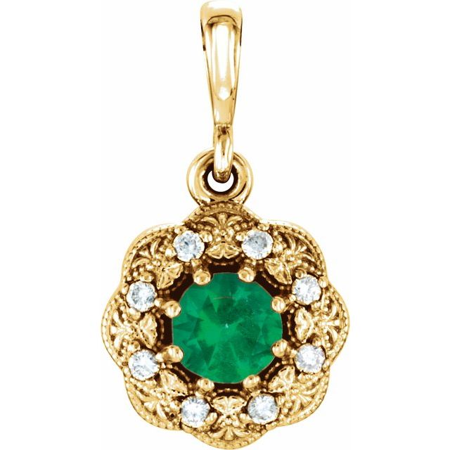 14k Gold Gemstone & .06 CTW Diamond Pendant- Sparkle & Jade-SparkleAndJade.com 86244:6011:P