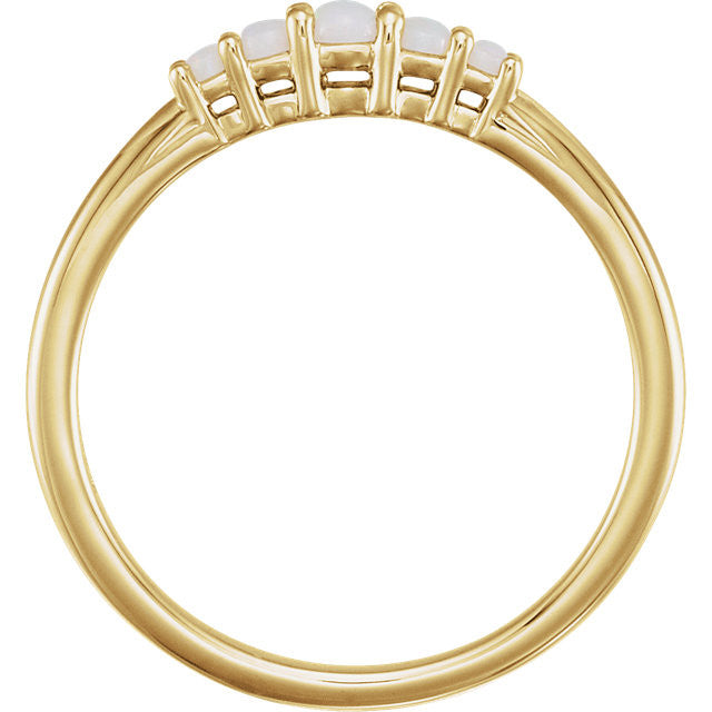 14k Gold Genuine Australian Opal Graduated 5-Stone Ring- Sparkle & Jade-SparkleAndJade.com 