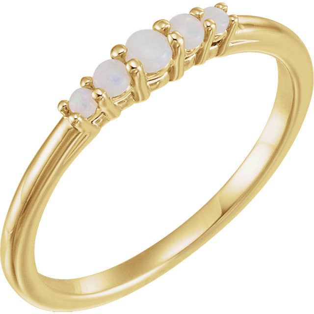 14k Gold Genuine Australian Opal Graduated 5-Stone Ring- Sparkle & Jade-SparkleAndJade.com 71964:601:P