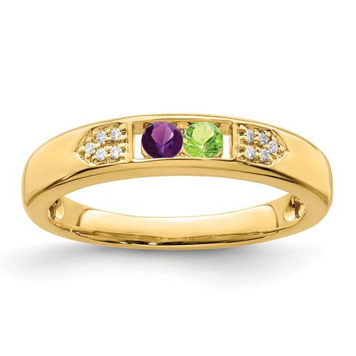14k Gold Genuine Diamond Channel Set Mother's Family Birthstone Ring- Sparkle & Jade-SparkleAndJade.com 