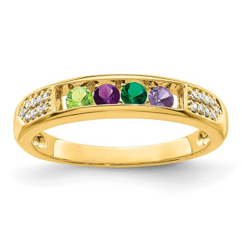 14k Gold Genuine Diamond Channel Set Mother's Family Birthstone Ring- Sparkle & Jade-SparkleAndJade.com XMR48/4