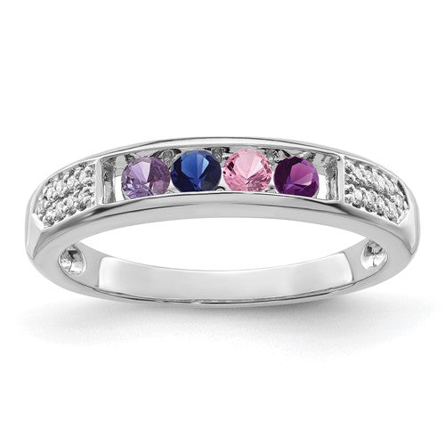 14k Gold Genuine Diamond Channel Set Mother's Family Birthstone Ring- Sparkle & Jade-SparkleAndJade.com 