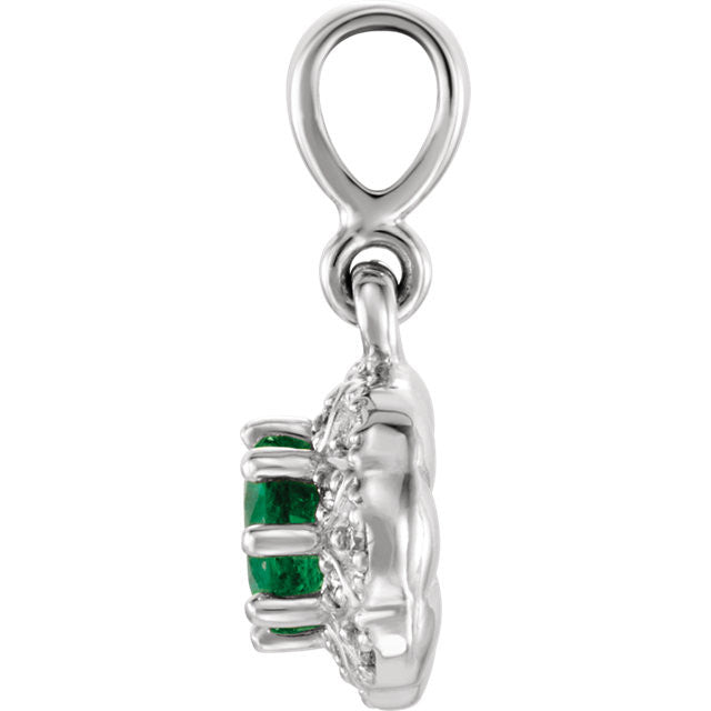 14k Gold Genuine Gemstone & .04 CTW Diamond Halo-Style Pendant- Sparkle & Jade-SparkleAndJade.com 