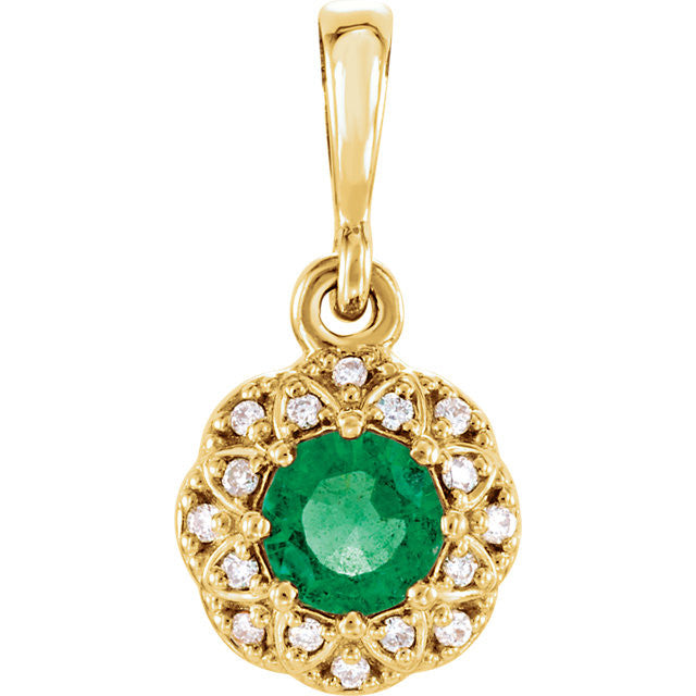 14k Gold Genuine Gemstone & .04 CTW Diamond Halo-Style Pendant- Sparkle & Jade-SparkleAndJade.com 86246:6002:P