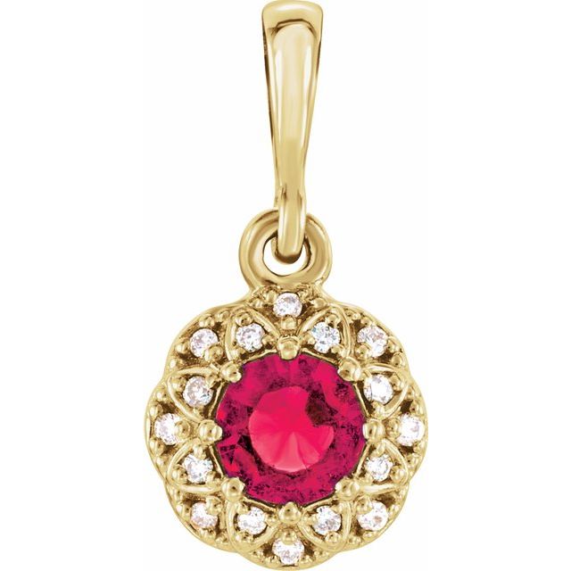 14k Gold Genuine Gemstone & .04 CTW Diamond Halo-Style Pendant- Sparkle & Jade-SparkleAndJade.com 86246:6006:P