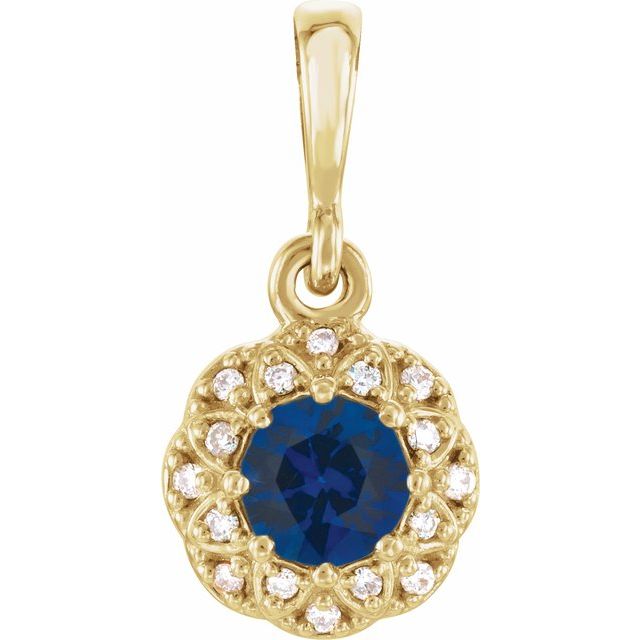 14k Gold Genuine Gemstone & .04 CTW Diamond Halo-Style Pendant- Sparkle & Jade-SparkleAndJade.com 86246:6009:P