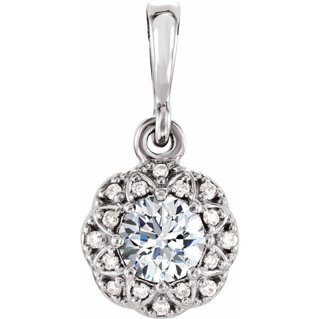 14k Gold Genuine Gemstone & .04 CTW Diamond Halo-Style Pendant- Sparkle & Jade-SparkleAndJade.com 86246:6011:P