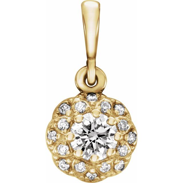 14k Gold Genuine Gemstone & .04 CTW Diamond Halo-Style Pendant- Sparkle & Jade-SparkleAndJade.com 86246:6012:P